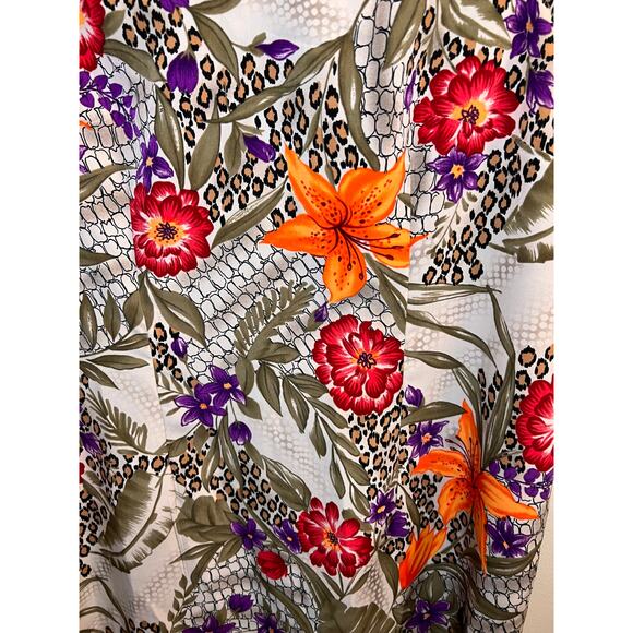 Kathie Lee Floral V-Neck Sleeveless Shift Dress Size 12 Green Knee Length - Picture 4 of 9